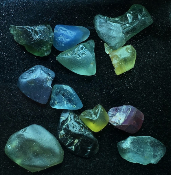 Waterworn sapphires from Cardinia Creek, Victoria.